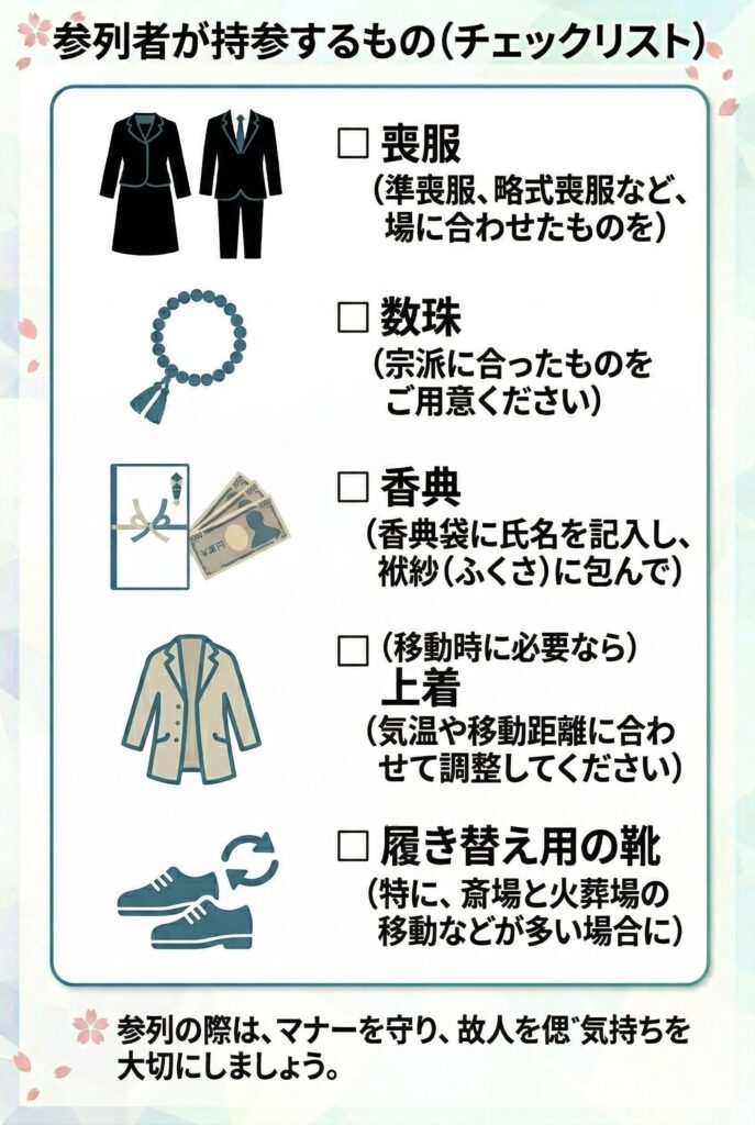 参列者が持参するもの